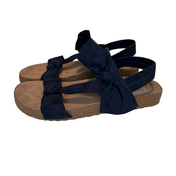 Journee Collection Xanndra Multi Strap Flat Navy Knotted Bow Sandal Size 9.5 New - Picture 6 of 12